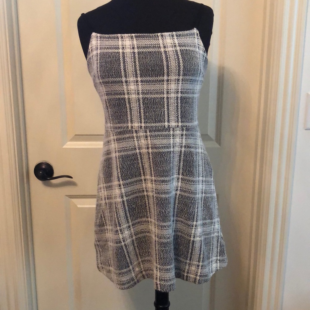 urban outfitters black and white plaid mini dress